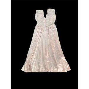 Vintage 80s Cinema Etoile Long Nightgown Lingerie Made USA Dress Sheer Pink Lace